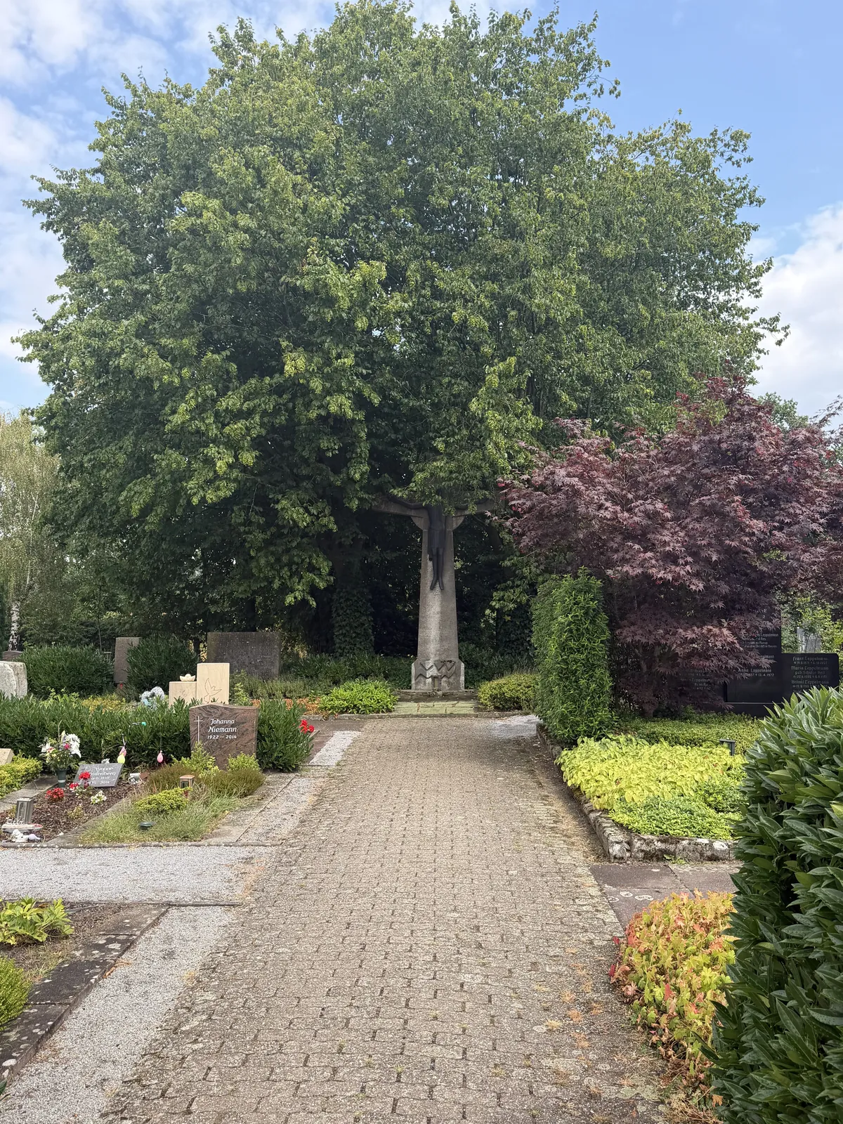 Zentrale Allee auf dem Friedhof Rorup
